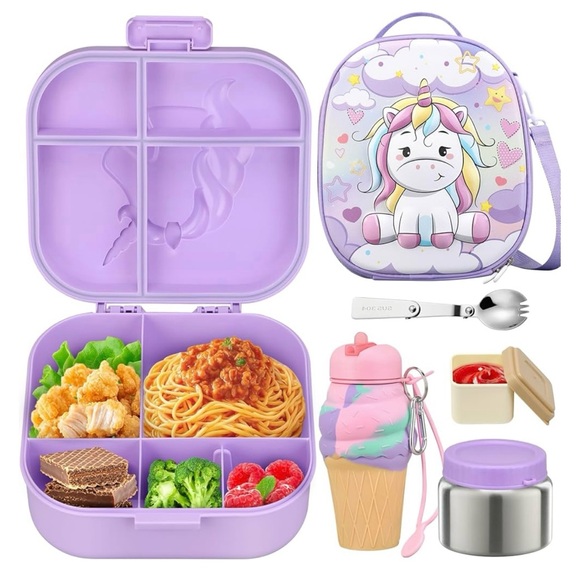 Unicorn Lunch Set for Kids - Purple - Picture 1 of 8